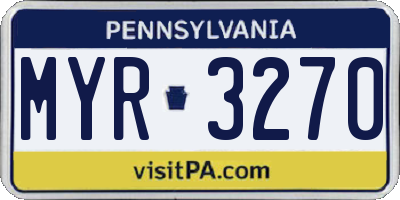 PA license plate MYR3270