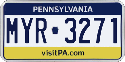 PA license plate MYR3271