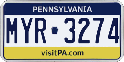PA license plate MYR3274