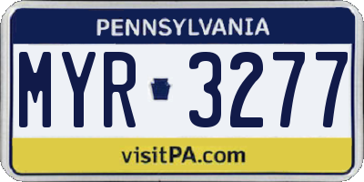 PA license plate MYR3277