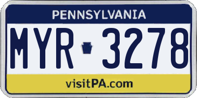 PA license plate MYR3278