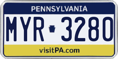 PA license plate MYR3280