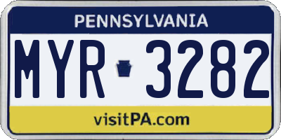PA license plate MYR3282