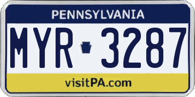 PA license plate MYR3287