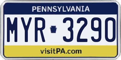PA license plate MYR3290