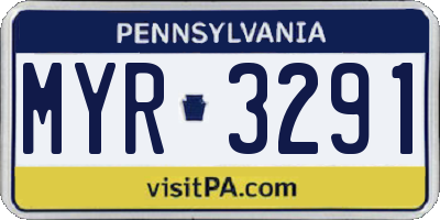 PA license plate MYR3291