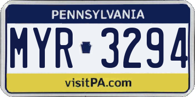 PA license plate MYR3294