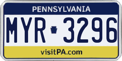 PA license plate MYR3296