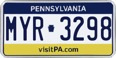 PA license plate MYR3298