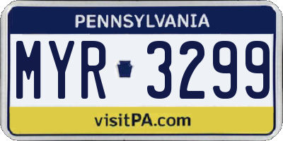 PA license plate MYR3299