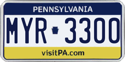 PA license plate MYR3300