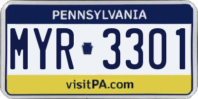 PA license plate MYR3301