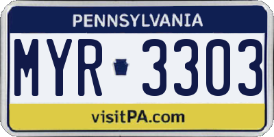 PA license plate MYR3303