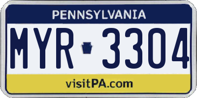 PA license plate MYR3304