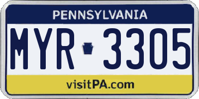 PA license plate MYR3305