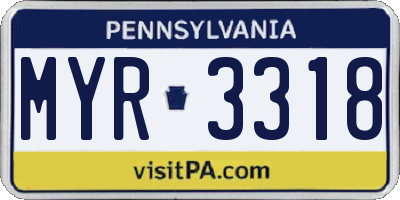 PA license plate MYR3318