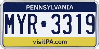 PA license plate MYR3319