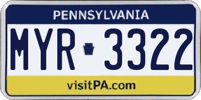 PA license plate MYR3322