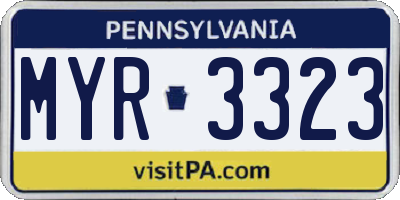 PA license plate MYR3323