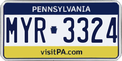 PA license plate MYR3324