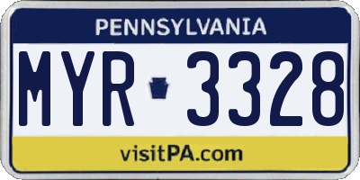 PA license plate MYR3328