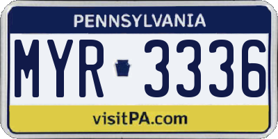 PA license plate MYR3336