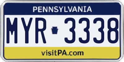 PA license plate MYR3338