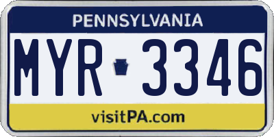 PA license plate MYR3346