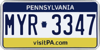 PA license plate MYR3347