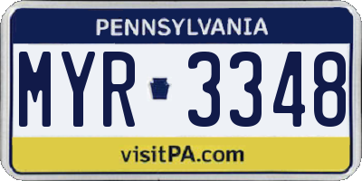 PA license plate MYR3348