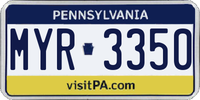PA license plate MYR3350