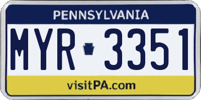 PA license plate MYR3351