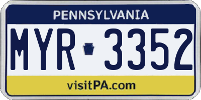 PA license plate MYR3352