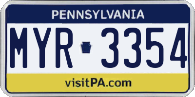 PA license plate MYR3354