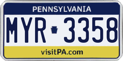 PA license plate MYR3358