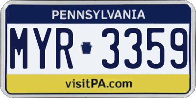 PA license plate MYR3359