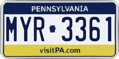 PA license plate MYR3361