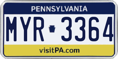 PA license plate MYR3364