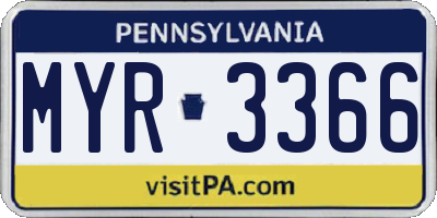 PA license plate MYR3366