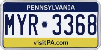 PA license plate MYR3368