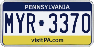 PA license plate MYR3370