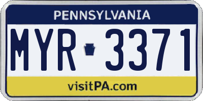 PA license plate MYR3371