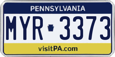 PA license plate MYR3373