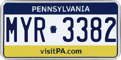 PA license plate MYR3382