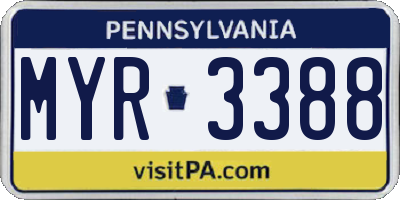 PA license plate MYR3388
