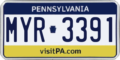 PA license plate MYR3391