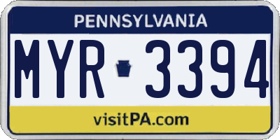 PA license plate MYR3394
