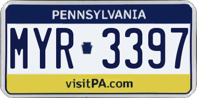 PA license plate MYR3397