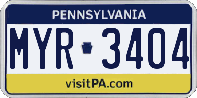 PA license plate MYR3404