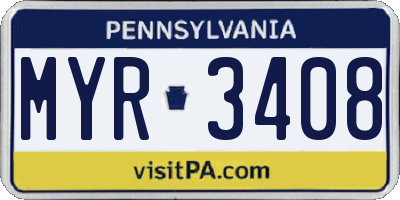 PA license plate MYR3408